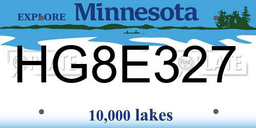 HG8E327 Minnesota License Plate