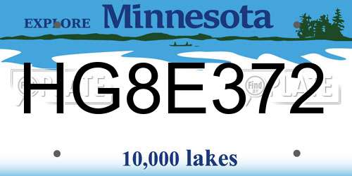 HG8E372 Minnesota License Plate