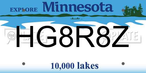 HG8R8Z Minnesota License Plate