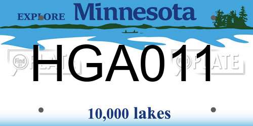 HGA011 Minnesota License Plate