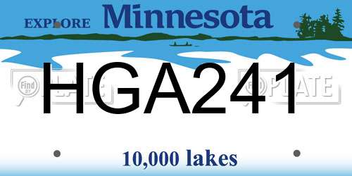 HGA241 Minnesota License Plate