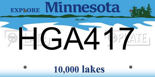 HGA417 Minnesota License Plate