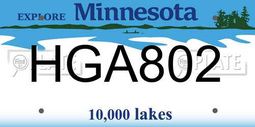 HGA802 Minnesota License Plate