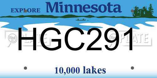 HGC291 Minnesota License Plate