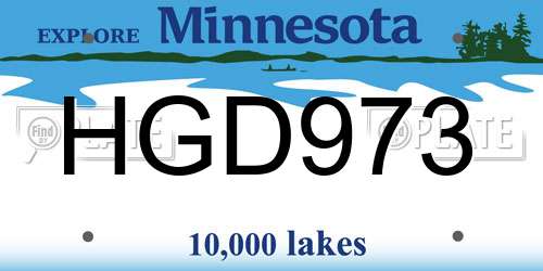 HGD973 Minnesota License Plate