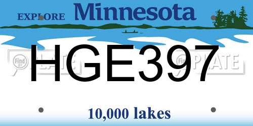 HGE397 Minnesota License Plate