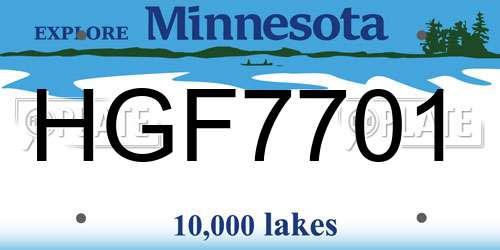 HGF7701 Minnesota License Plate