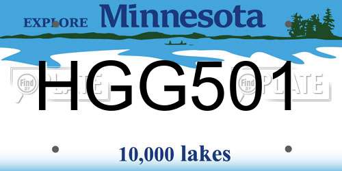 HGG501 Minnesota License Plate