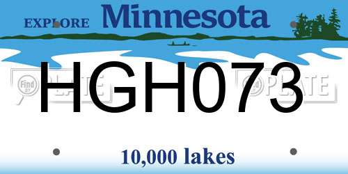 HGH073 Minnesota License Plate