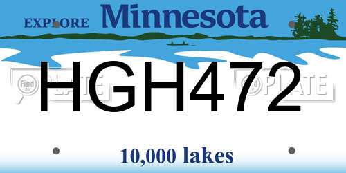 HGH472 Minnesota License Plate