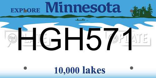 HGH571 Minnesota License Plate