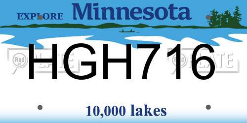 HGH716 Minnesota License Plate