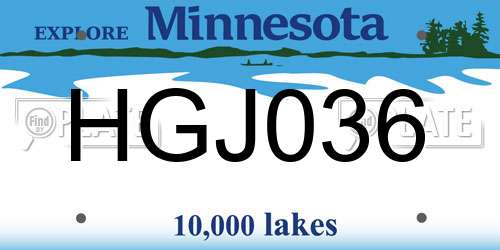HGJ036 Minnesota License Plate