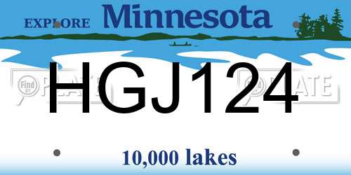 HGJ124 Minnesota License Plate