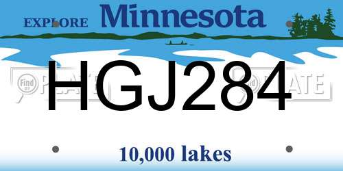 HGJ284 Minnesota License Plate