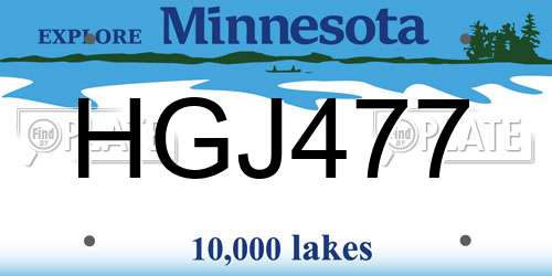 HGJ477 Minnesota License Plate