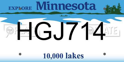 HGJ714 Minnesota License Plate
