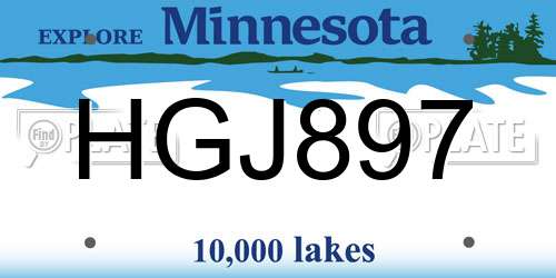 HGJ897 Minnesota License Plate