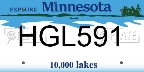 HGL591 Minnesota License Plate