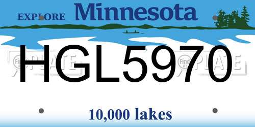 HGL5970 Minnesota License Plate