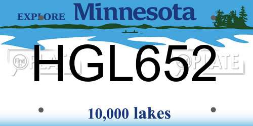 HGL652 Minnesota License Plate