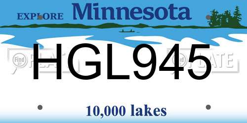HGL945 Minnesota License Plate