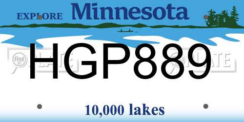 HGP889 Minnesota License Plate