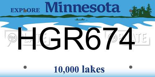 HGR674 Minnesota License Plate