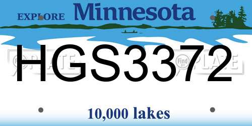 HGS3372 Minnesota License Plate