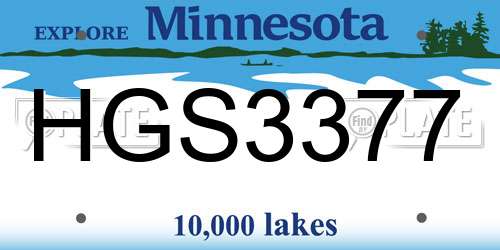 HGS3377 Minnesota License Plate