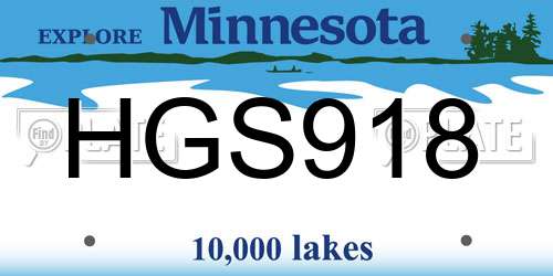 HGS918 Minnesota License Plate