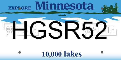 HGSR52 Minnesota License Plate