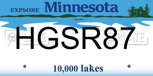 HGSR87 Minnesota License Plate