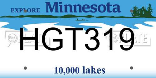 HGT319 Minnesota License Plate