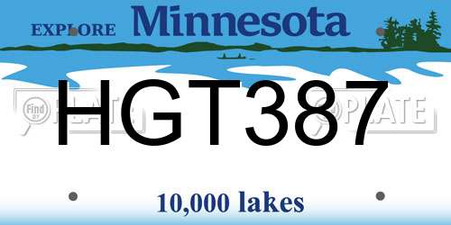 HGT387 Minnesota License Plate
