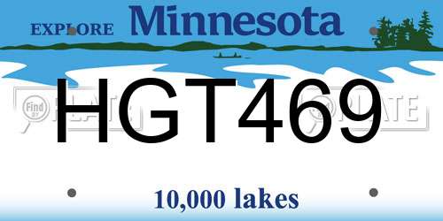 HGT469 Minnesota License Plate
