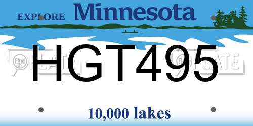 HGT495 Minnesota License Plate