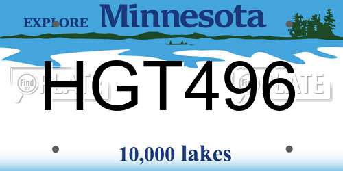 HGT496 Minnesota License Plate