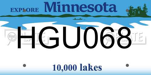 HGU068 Minnesota License Plate