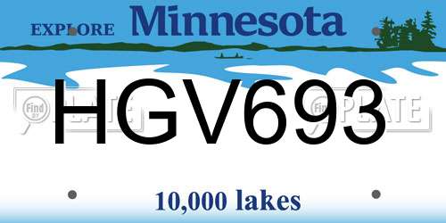HGV693 Minnesota License Plate