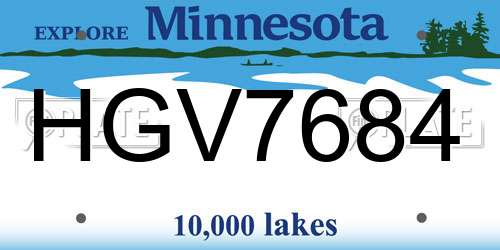 HGV7684 Minnesota License Plate