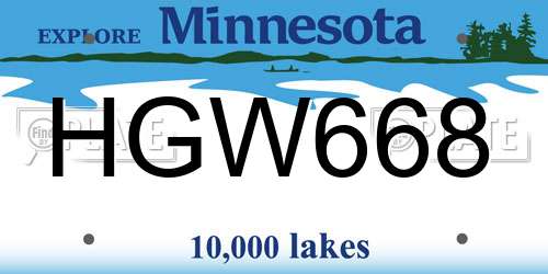 HGW668 Minnesota License Plate