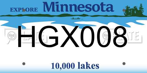 HGX008 Minnesota License Plate
