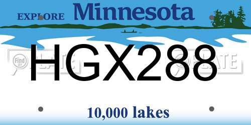 HGX288 Minnesota License Plate