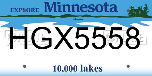 HGX5558 Minnesota License Plate