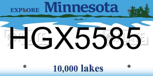 HGX5585 Minnesota License Plate