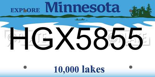 HGX5855 Minnesota License Plate