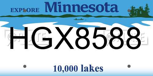 HGX8588 Minnesota License Plate