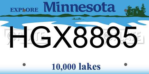 HGX8885 Minnesota License Plate