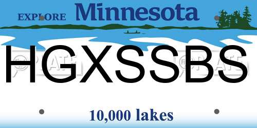 HGXSSBS Minnesota License Plate